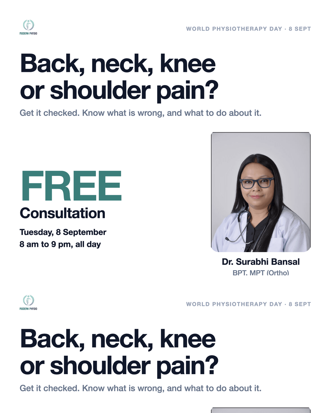 Free Physiotherapy Consultation in Jaipur on World Physiotherapy Day (8 Sept 2026)